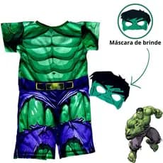 Fantasia Infantil Hulk Completa Com Máscara Roupa Super Herói para Crianças