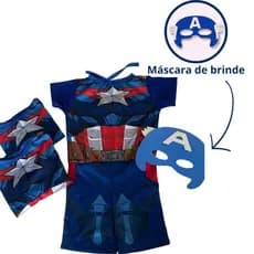 Fantasia Capitão América Infantil Com Máscara Menino Vingadores Marvel