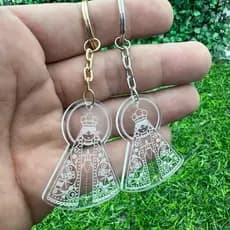 100 Chaveiros Acrílico Cristal Santa Lembrancinha Presente Nossa Senhora Aparecida Igreja