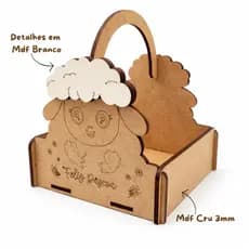 Kit 15 Cestinho Ovelha Páscoa MDF 3mm Lembrancinha Para Doces Desmontado