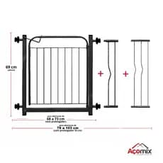 Portão Pet Grade Aramado Mais Largo Até 103cm Proteção Cães Portão para Bebes Segurança Para Crianças Com 2 Extensores
