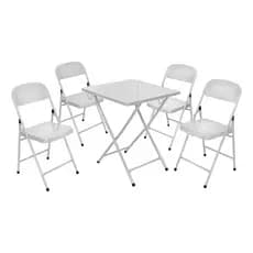 Conjunto Mesa C/ 4 Cadeiras Dobráveis Bar Restaurante Aço