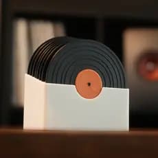 Porta-copos Retrô de Discos de Vinil com Base