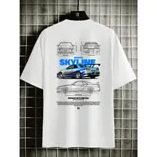 Camiseta Carros Nissan Skyline R34 GTR 100% Algodão Camisa Preta e Branca Adulto e Infantil