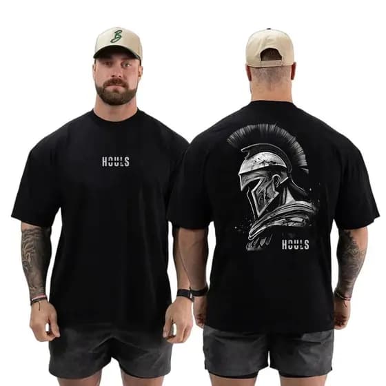 Camiseta Oversized Guerreiro Spartano Academia Fitness Camisa Streetwear Gym Unissex 100% Algodão Premium