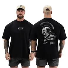 Camiseta Oversized Guerreiro Spartano Academia Fitness Camisa Streetwear Gym Unissex 100% Algodão Premium