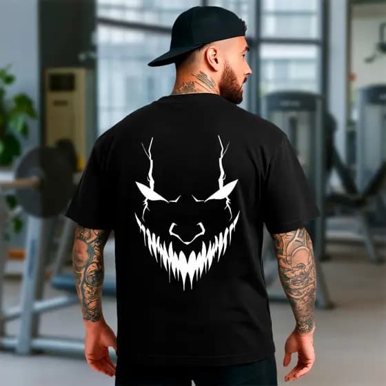 Camiseta Oversized Dark Face Academia Fitness Camisa Streetwear Gym Unissex 100% Algodão Premium