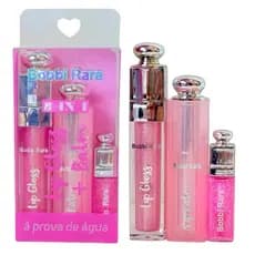 Kit Labial Bobbi Rara 3 em 1 – Balm Hidratante, Gloss e Mini Gloss com Brilho