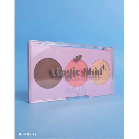 ✨ Trio Contorno + Iluminador + Blush Griffty – Paleta Facial Completa 3 em 1 ✨
