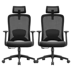 Kit Com 2 Cadeiras de Escritório Ergonômica EFA Marquesa Pro Preta