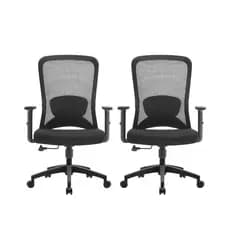 Kit Com 2 Cadeiras De Escritório Ergonômica Efa Marquesa Preta