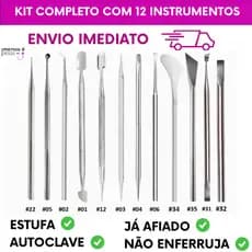 Kit Completo Com 12 Instrumentos Para Manicure Slim