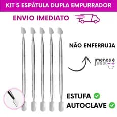Kit Slim Profissional – 5 Espátulas Duplas Inox Cirúrgico para Cutículas