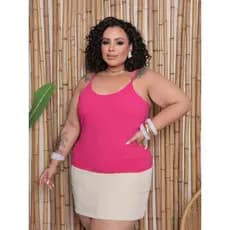 Blusa Feminina plus size com alça e Bojo canelado premium slim