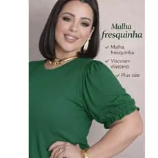 Blusinha verão manga curta Plus size Camiseta G1 G2 G3 Lisa com detalhe na manga fransido