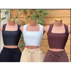 TOP CROPPED DECOTE QUADRADO BASICO CASUAL-CORES TENDECIA DO ANO ! TAMANHO UNICO M VESTE 38 AO 42