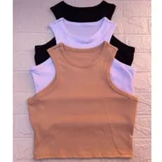 Camiseta Regata Basica Feminino Cropped Canelado Basico Blusinha   Ribana Tamanho  M veste 36 a 42