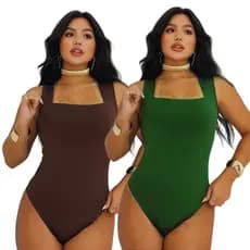 kIT 2 Body Feminino Regata com Decote Quadrado em Suplex Liso