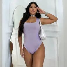 Body Feminino  Tendência de Verão Lançamento Alças Grossas Decote Quadrado