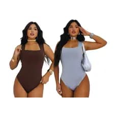 kIT 2 Body Feminina Blogueira Trend – Decote Quadrado Suplex Duplo