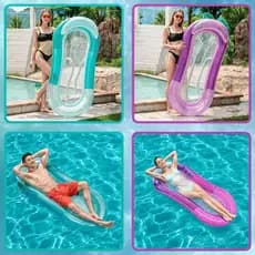 KIT 2 Boia Rede Cama Inflável Piscina 154x84cm Colchão Flutuante Luxo Adulto Praia Criança Infantil,