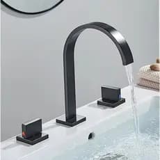 Torneira Banheiro Duplo Comando Bica Alta Aço inox Misturador Luxo Dourado Cinza Cromado-zapstore-