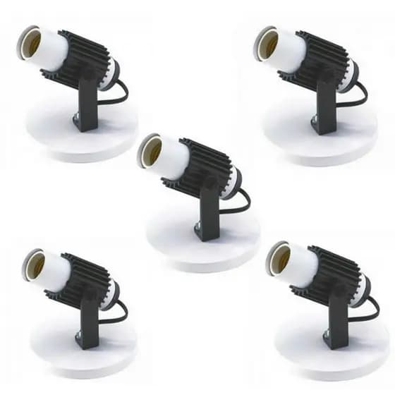Kit Spot Aletado B-1 com 5 Unidades para 2 Lâmpadas E27 Branco com Preto