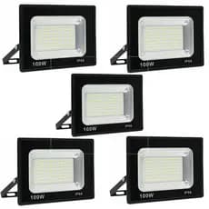 Kit Refletor LED com 5 Unidades 100W 6000K Preto Bivolt