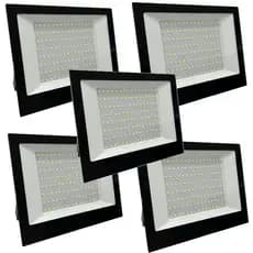 Kit Refletor LED com 5 Unidades 400W 6000K Preto Bivolt