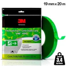 Fita Dupla Face VHB 4910 Transparente 19mm x 20m - 3M