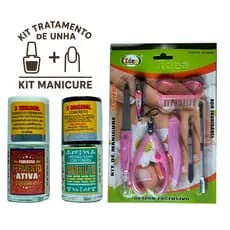 kit Tratamento -1Base Concreto + 1Base Fermento + Kit manicure 7 peças completo