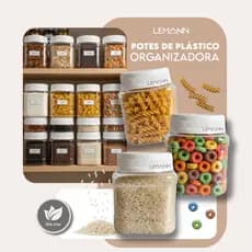 Kit 4 Potes de Armazenamento para Alimentos Mantimentos de Cozinha e Dispenser Lavanderia Transparentes