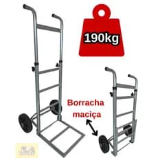 Carrinho De Mão Dobrável Carga 190kg Armazém Feira Ambulante Roda Maciça