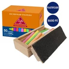 Kit Giz Plastificado Quadro Negro + Apagador Porta Giz Kit Escolar ou Kit Apenas Giz