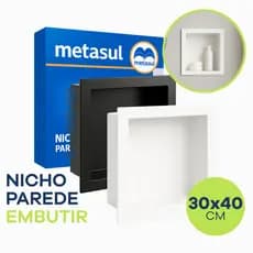 Nicho de Parede Embutir 30x40cm Banheiro e Cozinha Porta Shampoo Multiuso Retangular Branco