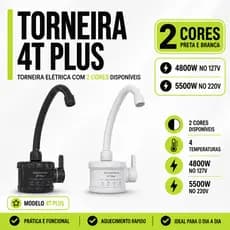 Torneira Elétrica 220V Parede 5500W Pia de Cozinha Plus 4 Temperaturas Eletrônica 4T Econômica