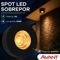 Spot Sobrepor 5W Beiral Fachada Redondo Interno 3000K Luz Amarela Quente Avant Authentic Alumínio Bivolt