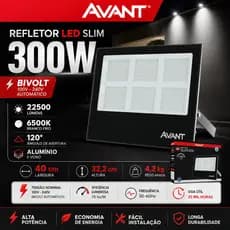 Refletor Led Holofote Avant 300w Branco Frio 6500k Bivolt Preto luz Branco-frio Bivolt Alta Potência