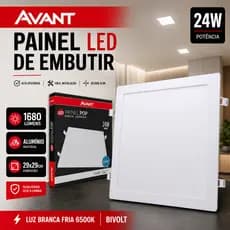 Painel Led Plafon Embutir 24w 6500K 6500K Alumínio AVANT 29x29cm Luminária de Teto Quadrado Bivolt