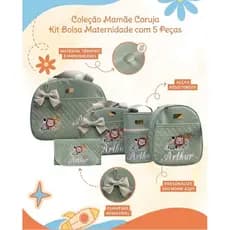 Kit Maternidade com 5 Peças Personalizado menino | Coleção Mamãe Coruja Bebê
