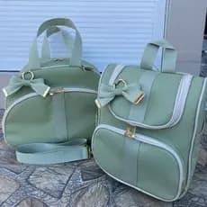 Kit 2 Peças Maternidade Bolsa e Mochila, Térmica e Impermeável,  “Kit Mentinha Real”🍀