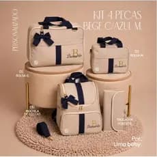 Kit De Bolsa Mala Maternidade 4 peças Personalizado Nome do Bebê