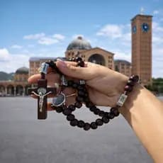 Kit 2 a 4 Terço Católico Da Contemplação Nossa Senhora Aparecida De Madeira Com Os Misterios