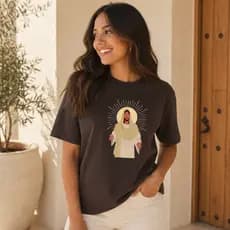 Camiseta Feminina 100% Algodão T Shirt Blusa Católica Estampa Jesus Cristo Envio Imediato