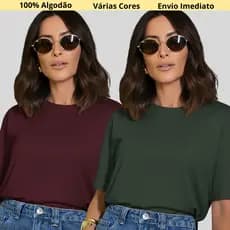 Kit 2 T Shirt Feminina 100% Algodão Camiseta Lisa Básica Blusa Confortável Estilosa Envio Imediato