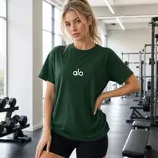 T-Shirt Feminina Fitness Yoga Camiseta Estilosa Tendência Estampada 100% Algodão Envio Imediato