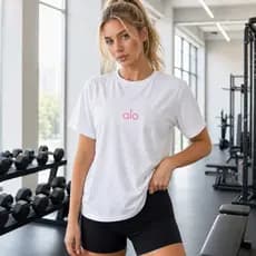 T-Shirt Feminina Fitness Yoga Camiseta Tendência Estilosa Estampada 100% Algodão Envio Imediato