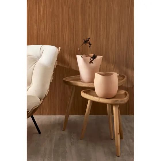 Vaso Decorativo em Cerâmica Rosa Terracota Orgânico Alto Padrão em 2 Tamanhos Mart Collection
