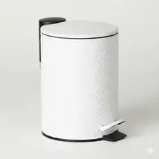 Lixeira 3 Litros com Pedal Branco – Metal Premium Luxo com Cesto Interno Removível