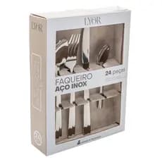 Faqueiro Aço Inox 24 Peças Montenegro para 6 Pessoas Mesa Posta Lyor